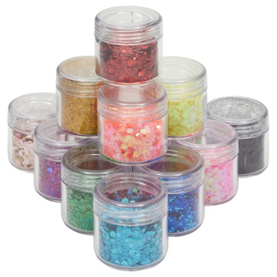 Bright Creations 14 Pack Holographic Chunky Glitter for Resin Crafts, Festivals, Tumbler, 14 Colors, 10g