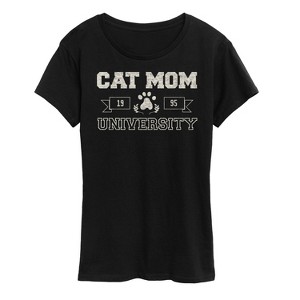 Women's - Instant Message - Cat Mom University Short Sleeve Graphic T-Shirt - 1 of 4