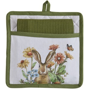 Park Designs Garden Glory Floral Bunny Pocket Potholder Set - 1 of 4