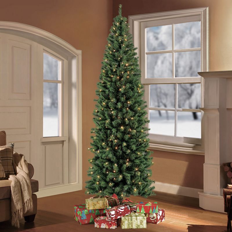 7.5ft Pre-lit Slim Artificial Christmas Tree Newcastle Fir - Puleo, 2 of 4
