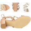 Perphy Women's Open Toe Strappy Bow Strap Lace Up Chunky Heel Sandals - 3 of 4
