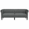 vidaXL Chesterfield Sofa 3-Seater - Dark Gray Fabric Couch/Settee with Sturdy Wood Frame for Living Room/Lounge/Office - 3 of 4