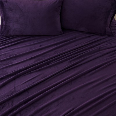 King Purple Velvet Plush Microfiber Deep Pocket Sheet Set