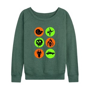 Women's - Disney Villains - Villian Symbols Lightweight French Terry Wide Neck Long Sleeve Shirt - 1 of 4