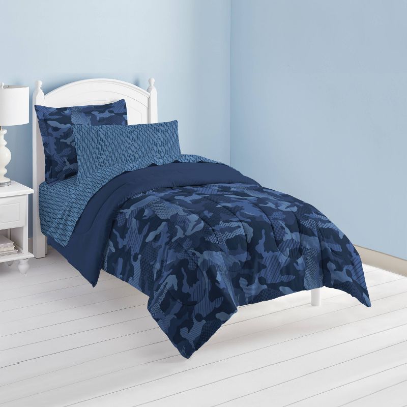 Geo Camo Mini Bed in a Bag Blue - Dream Factory, 6 of 8