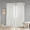 Flower Tab Top Solid Window Panel, Lightweight Faux Linen Semi-Sheer Fabric Light Filtering Curtain For All Decor Styles, Valentine's Day Gifts - 2 of 4