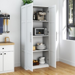 Pantry Cabinet, Kitchen Storage with 2 Doors & 3 Adjustable Shelves, Freestanding Cupboard for Kitchen, Dining & Living Room - 1 of 4