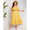 Women Plus Size Off Shoulder Maxi Dress Ruffle Flowy Casual Summer Boho Long Dresses - 4 of 4