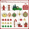 Aoibox 100 Pcs Christmas Ornaments Set Shatterproof Red Green Gold Balls and Novelty Shapes Pre-Tied Strings for Tree Holiday Decor - 2 of 4
