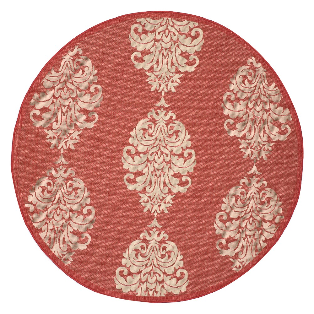 5'3in Round Orly Outdoor Rug Red/Natural - Safavieh