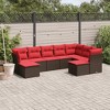 vidaXL 9 Piece Patio Sofa Set with Cushions Brown Poly Rattan - 2 of 4