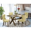 HomeStock 5-Piece Rectangle Distressed Jacobean Finish Solid Wood Top Dining Table with 4-Parson Chair - 2 of 4