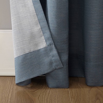 63" Denim Blue Linen Blend Semi-Sheer Rod Pocket Curtain Panel