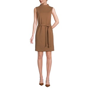 Lands' End Women's Cotton Blend Short Sleeve Mock Neck Sweater Dress - 1 of 4