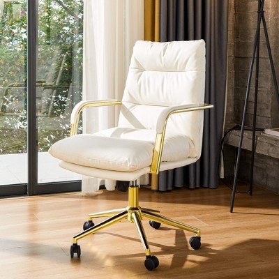 SAINTCY Leather Office Chair - Executive Desk Chair with Adjustable Height, Armrests & Swivel Wheels for Home Office - 360 Degree Swivel