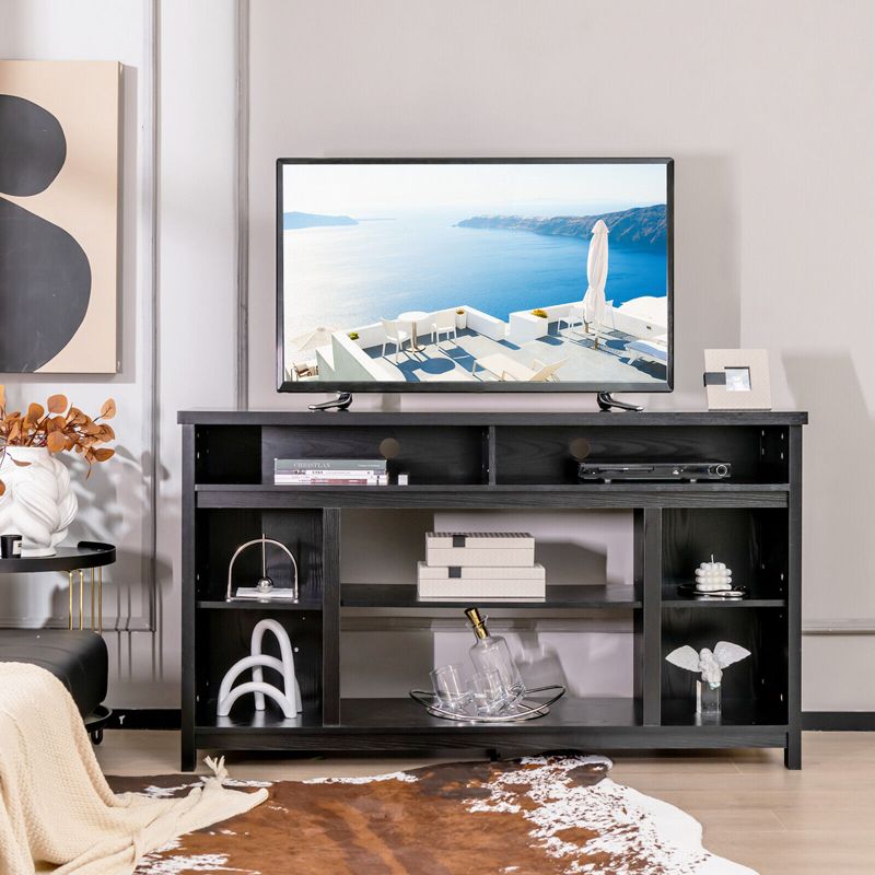 Tangkula 58" TV Stand Entertainment Console Center w/ Adjustable Open Shelves up to 65", 2 of 9