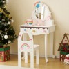 KTMBDW Kids Vanity Table and Chair Set, Girls Vanity Set with Stool, Mirror, Makeup Dressing Princess Table with 3 Drawer for Little Girls - 2 of 4