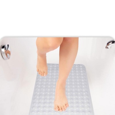 TranquilBeauty 40 x 16 Blue Extra Long Non-Slip Bath Mats with Suction  Cups for Elderly & Children