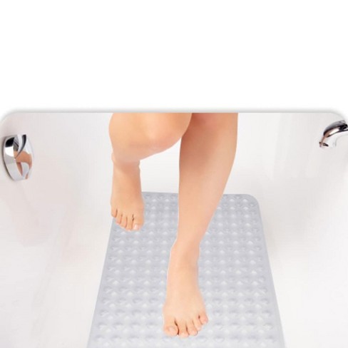 TranquilBeauty 35 x 16 Clear Rectangular Non-Slip Diamond Cut Bath Mat with Suction Cups