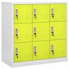vidaXL Steel Locker Cabinet with 9 Lockers - Gray and Green, 35.4"x17.7"x36.4", Secure Storage Organizer for Schools, Offices, and Home - 2 of 4