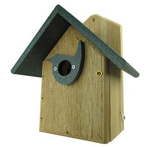 JCS Wildlife Post Mount Cedar Wren House w Poly Roof & Birdhouse Predator Guard Portal - 1 of 4