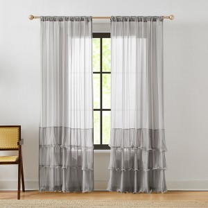 Georgette Sheer Window Curtain Panels Pair - 1 of 4