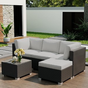 Patio Furniture Set, 5pcs Outdoor Rattan Wicker Furniture - 1 of 4