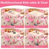 Kids Table and Chairs Set, Height Adjustable Toddler Table and 4 Chairs, Children Multi-Activity Table with Graffiti Desktop for Ages 2-10 - 4 of 4