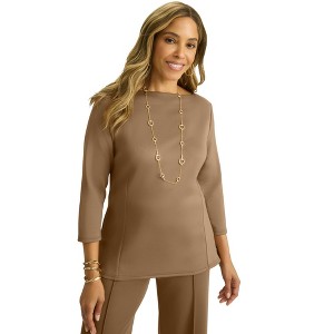 Jessica London Women's Plus Size Perfectease Boatneck Top - 1 of 4