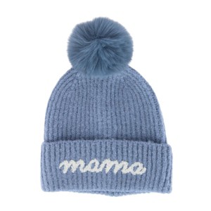 David & Young Women's Mama Knit Winter Beanie with Matching Pom - 1 of 4