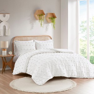 Sapphtopaz Comforter Set Bedding Set Solid Color Clip Jacquard Pompom Reversible Quilt Set - 1 of 4