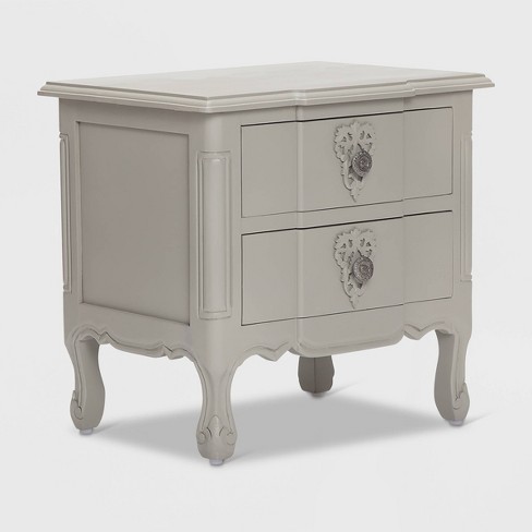 Maslow Side Table with 2 Drawers Gray - Finch: Sturdy Mango Wood, Bohemian Style, No Assembly Required - image 1 of 4