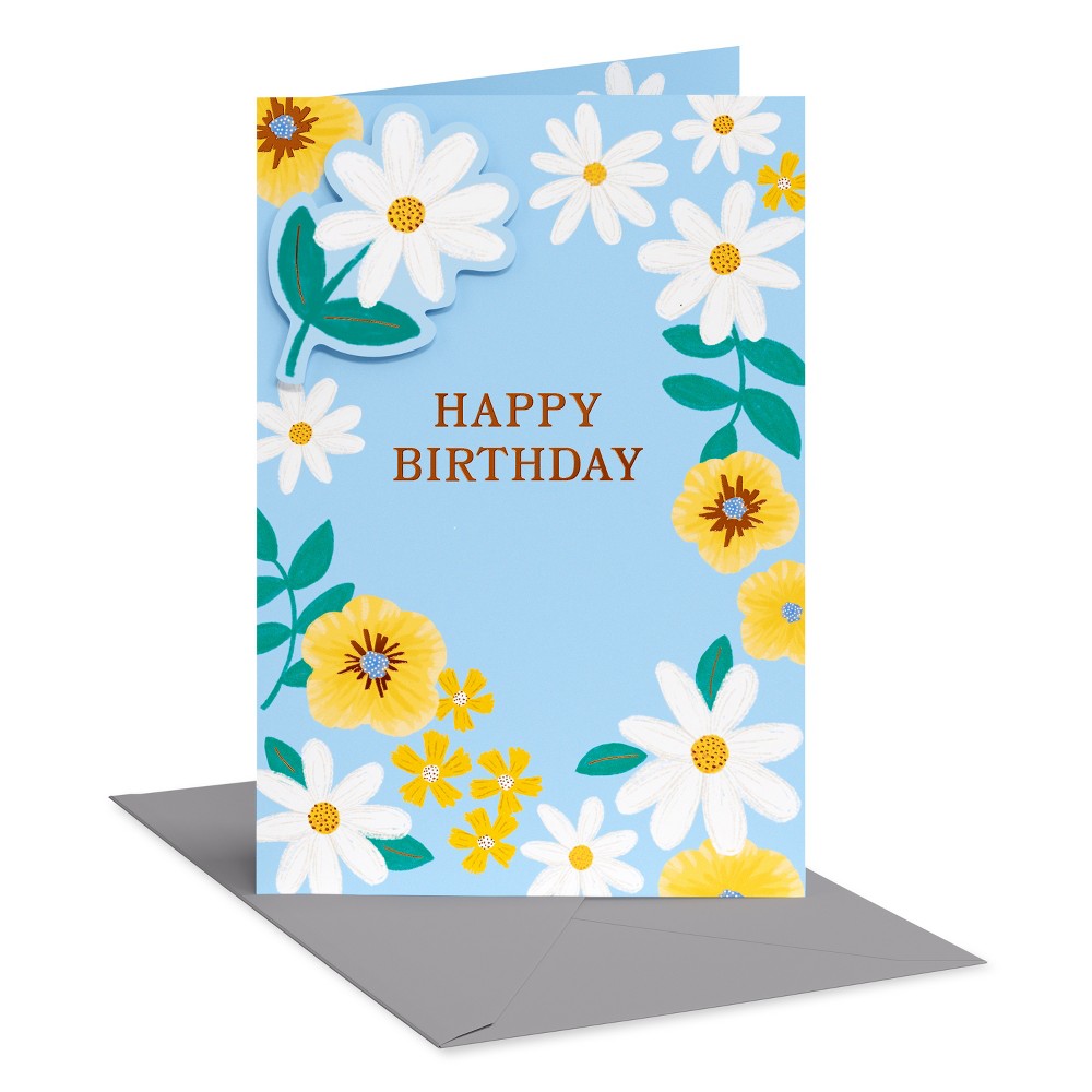 Birthday Card for Her Grateful for You Poppies and Daisies Includes Envelope