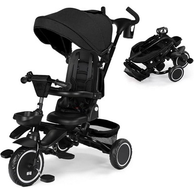 Kinder King 8 in 1 Kids Baby Stroller Tricycle Folding Toddler Trike w/Adjustable Push Handle