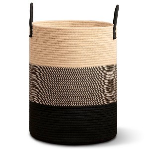 Cheer Collection Large Cotton Rope Laundry Hamper with Handles – Tall Woven Basket for Clothes, Toys, Blankets - 1 of 4
