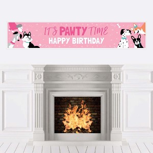 Big Dot of Happiness Pawty Like a Puppy Girl - Pink Dog Happy Birthday Decorations Party Banner - 1 of 4