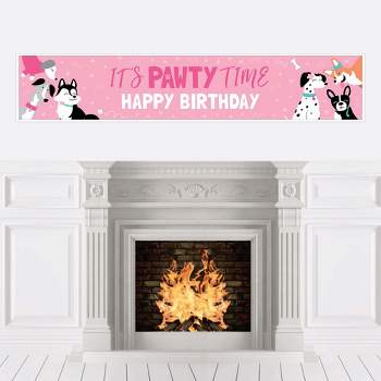 Big Dot of Happiness Pawty Like a Puppy Girl - Pink Dog Happy Birthday Decorations Party Banner