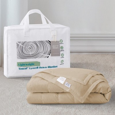 Beige Full Tencel Lyocell Lightweight Cooling Down Blanket