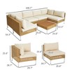 7 Piece Wicker Patio Furniture Set, Modular Outdoor Sectional with Thickened Cushions, Acacia Wood Table/Beige - 3 of 4