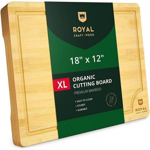 Bamboo Wood Cutting Board Chopping & Serving Board 18" x 12" XL Large - Royal Craft Wood - 1 of 4