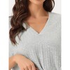 cheibear Women's Lounge Outfits Ribbed Knit Short Sleeve Sleepshirt with Pants Soft Casual Pajama Sets - 4 of 4
