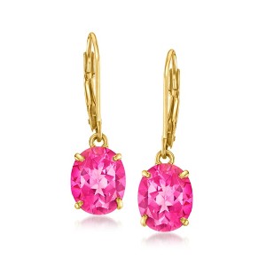 Ross-Simons 6.00 ct. t.w. Pink Topaz Drop Earrings in 18kt Gold Over Sterling - 1 of 3