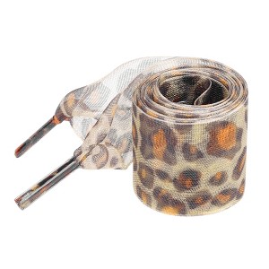 INSPIRE CHIC Leopard Ribbon Pattern Flat Wide Lace Shoelaces for Sneakers 1 Pair - 1 of 4