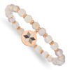 Chisel Stainless Steel Rose IP-plated Enameled Flower Charm 6mm Jade Beaded Stretch Bracelet - 2 of 3