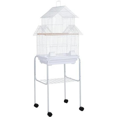 YML 5844 3/8 inches Bar Spacing Pagoda Bird Cage with Stand 18 inches x 14 inches /Small White