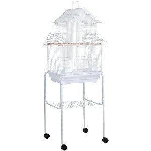 YML 5844 3/8 inches Bar Spacing Pagoda Bird Cage with Stand 18 inches x 14 inches /Small White - 1 of 4