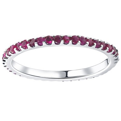 Pompeii3 3/4Ct Ruby Eternity Ring Anniversary Band 10k White Gold