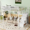 Full Size Loft Bed with Stairs, Storage Shelves and Wardrobe for Kids - 3 of 4