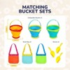 Collapsible Beach Bucket Toys with 3 Seashell Bags 3 Silicone Sand Buckets Shovels - Travel Beach Essentials for Fishing - 3 of 4