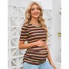 Maternity Tops Women's Casual Floral Printed Puff Short Sleeve Ruched Side Tunic Blouses Shirts Pregnancy Clothes - 4 of 4